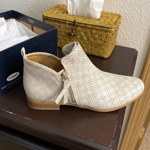 White suede ankle booties